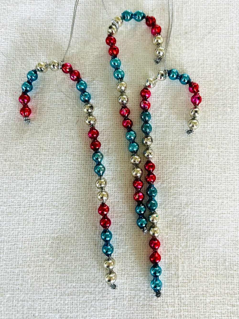 🎄 Vintage repurposed mercury glass garland candy cane holiday Christmas ornament